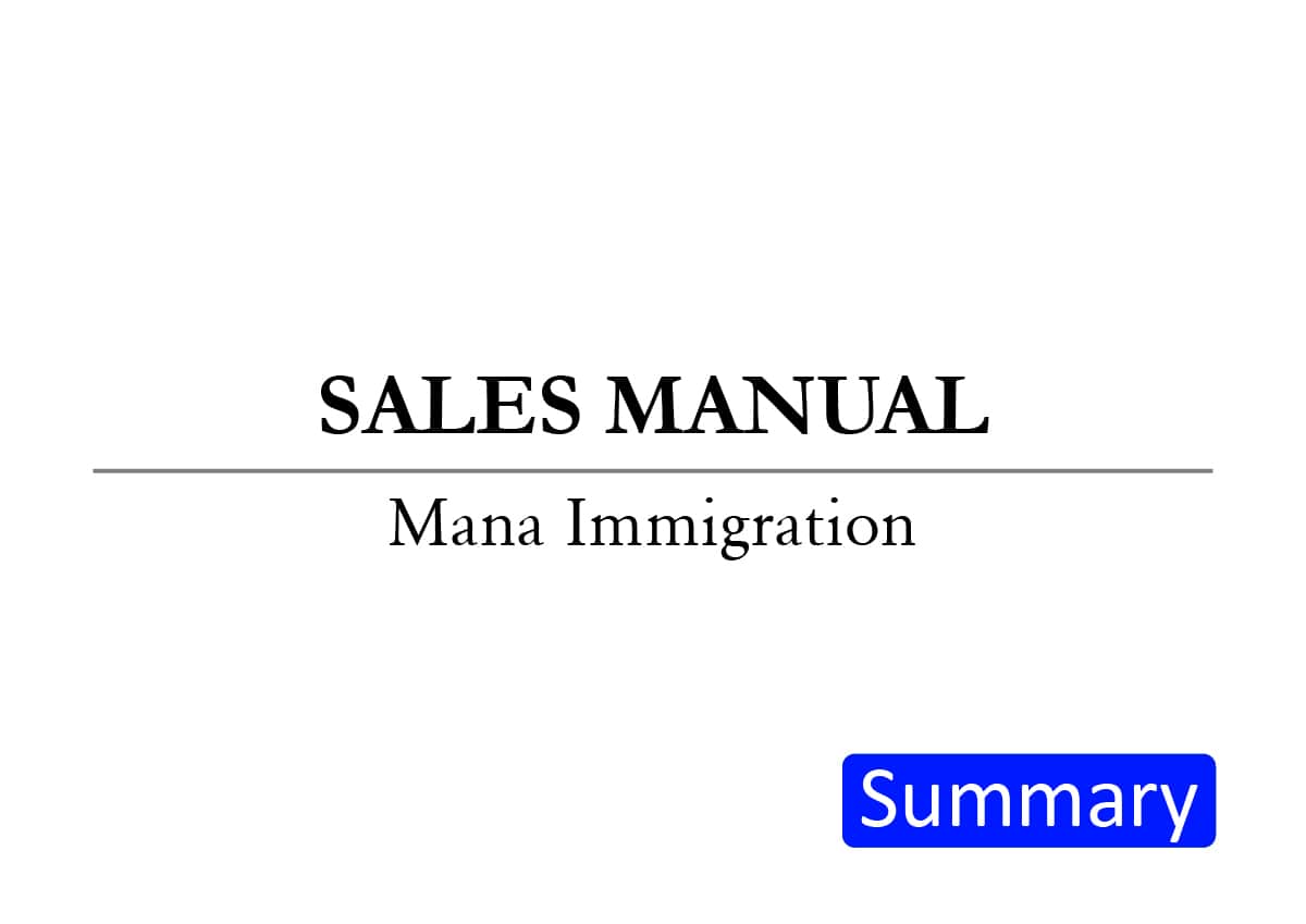 Sales Manual: Mana Immigration